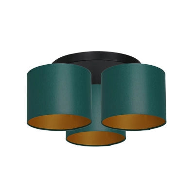 Plafoniera nera 3 paralumi verdi oro Arden Luminex E27