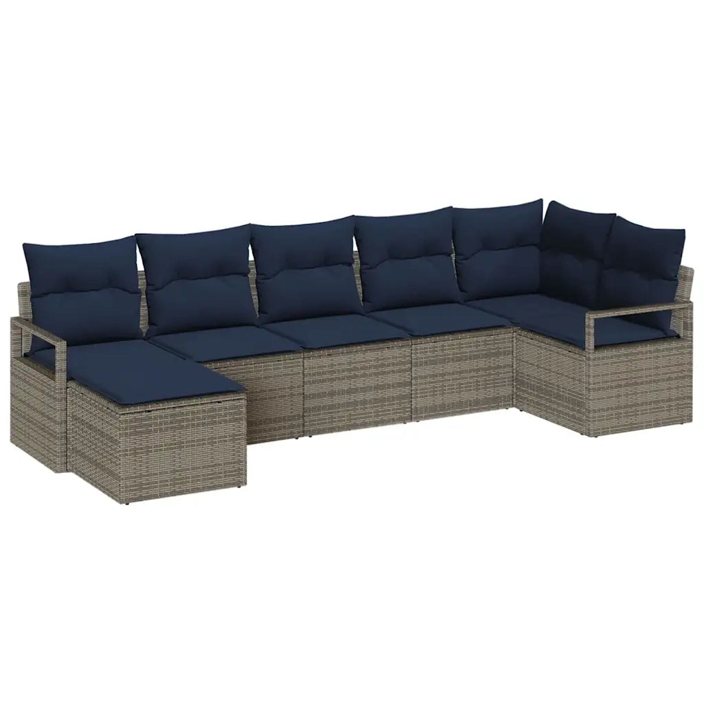 Set di divani 7 pcs Grigio polyrattan