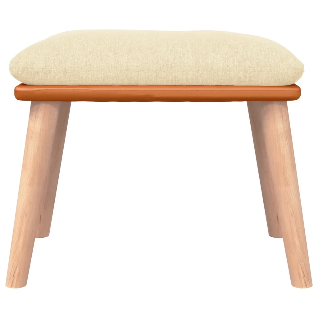 Poggiapiedi Crema 45x29,5x35 cm in Tessuto e Similpelle 341448