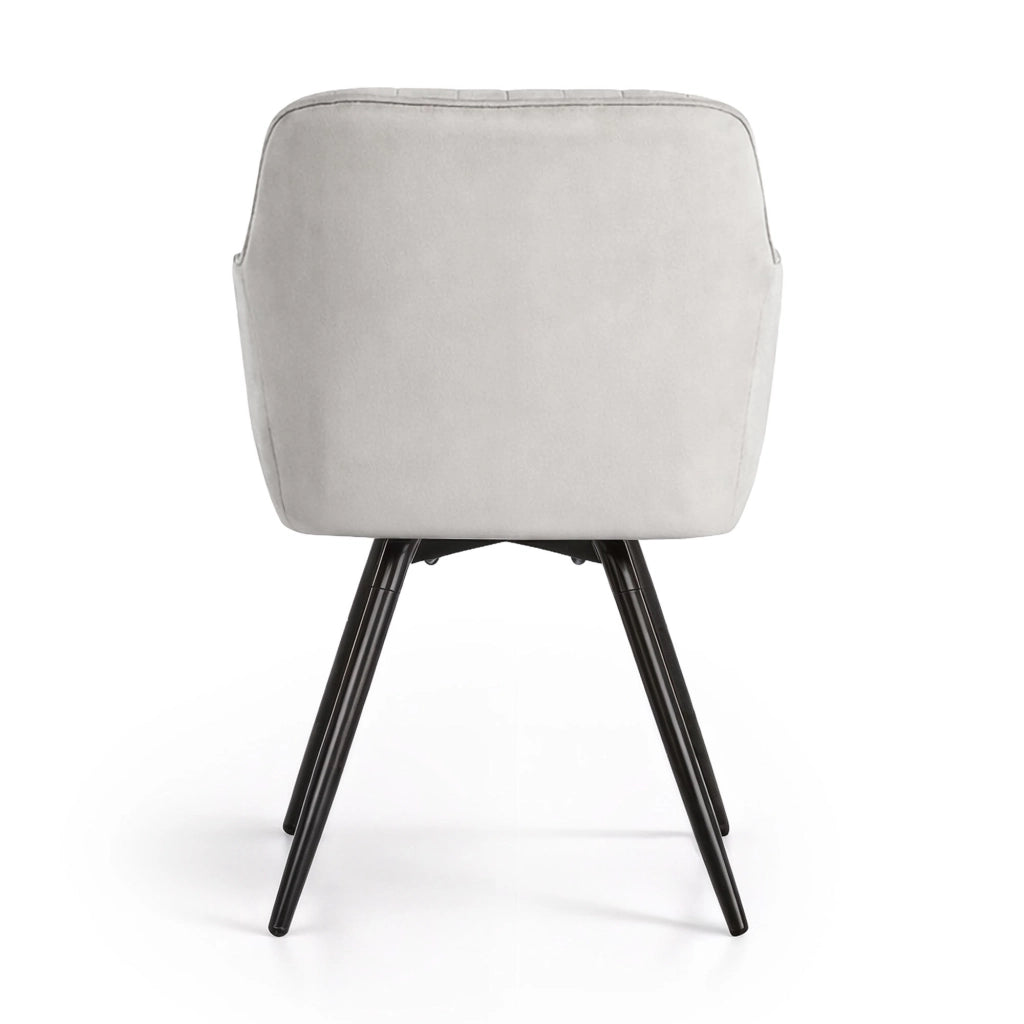 Set di 6 Sedie girevoli in velluto con cuciture TURNO Grigio gambe nere