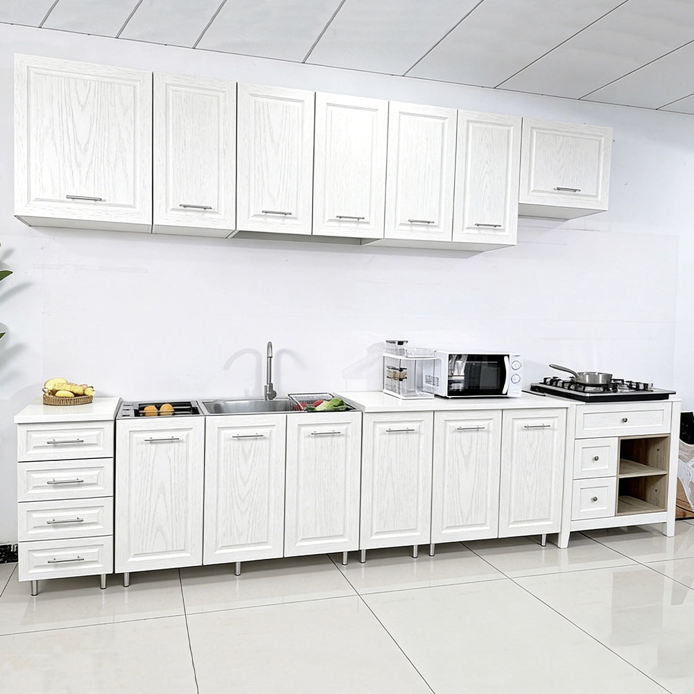 Mobile Base Cucina Componibile Boiserie Bianco Frassinato con 1 Anta 2 Scomparti