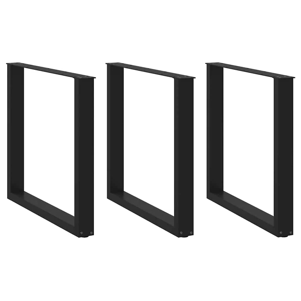 Set di 3 gambe per tavolo da pranzo a forma di U 80 x 72-73 cm con piedini regolabili design moderno in acciaio nero 02_0057444