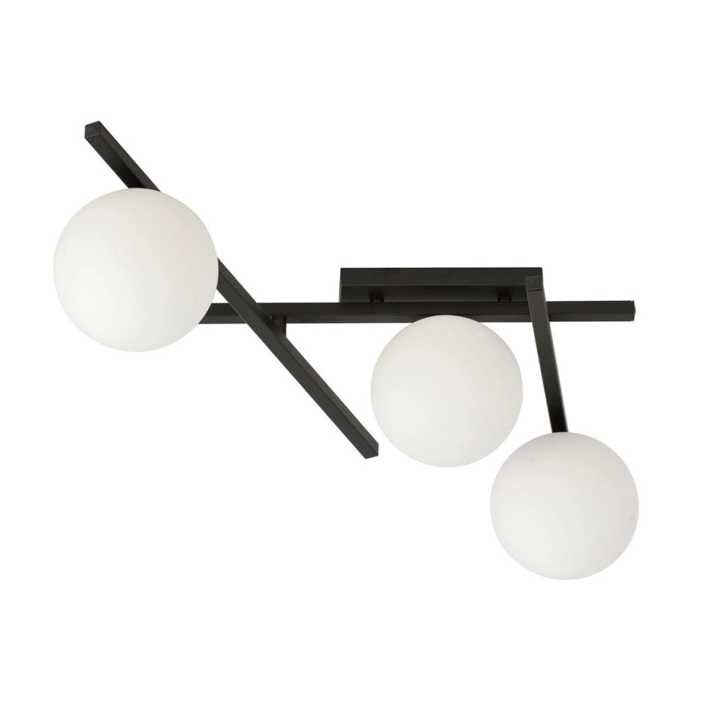 Lampada a sospensione SMART in acciaio nero e vetro opale