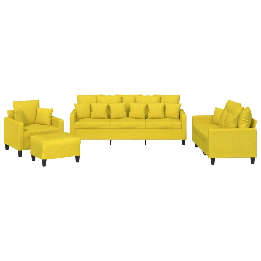 vidaXL Set di Divani 4 pz con Cuscini Giallo Chiaro in Tessuto