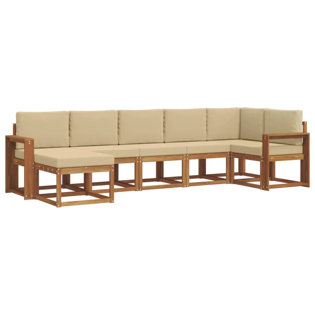 Set di divani da esterno con cuscino 7 pcs Naturale e Beige