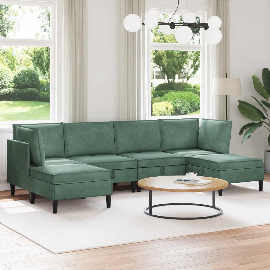 Set di mobili per il soggiorno 6 pcs Verde Mare Velluto