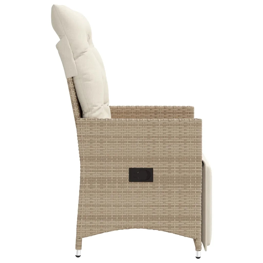 Sedia Reclinabile da Giardino con Cuscini Beige in Polyrattan 365662
