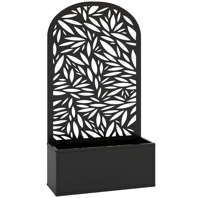FIORIERA CON TRALICCIO AD ARCO PER RAMPICANTI E FORI DI DRENAGGIO, IN METALLO, 61X23X113 CM, NERO
