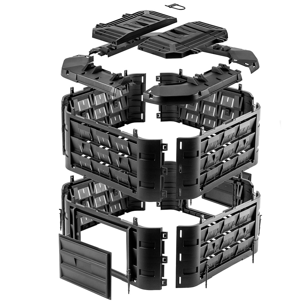Compostiera modulare da giardino KADAX di grandi dimensioni, resistente al gelo e utilizzabile tutto l'anno, 650 litri.