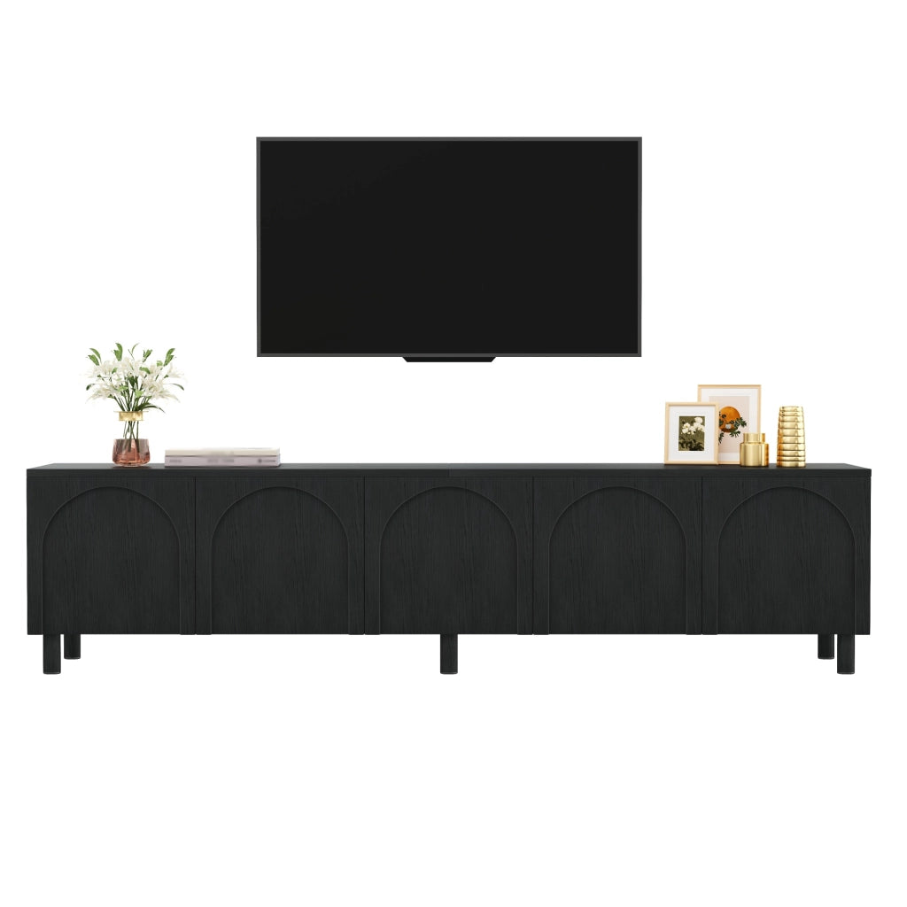 Mobile TV Basso ¨C MINIMAL ¨C Bianco, 5 Ante, Truciolato e MDF, Gambe in Metallo