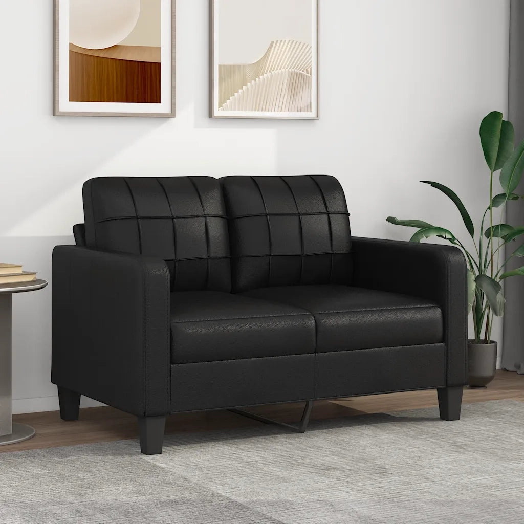 Divano | Divano da soggiorno | Sofa a 2 Posti Nero 120 cm in Similpelle