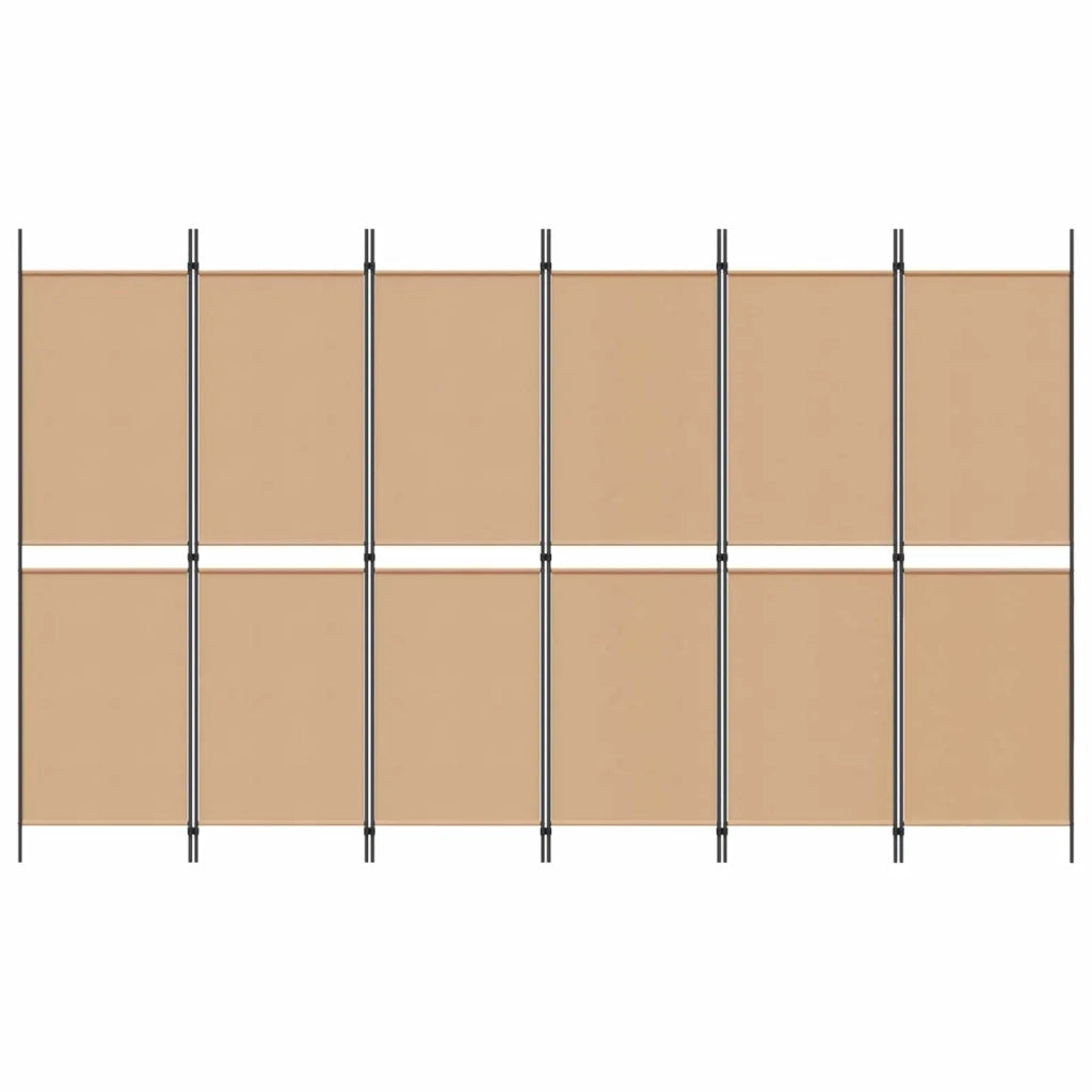 Divisore per Stanza | Paravento | Divisorio Ambienti a 6 Pannelli Beige 300 x 180 cm Tessuto
