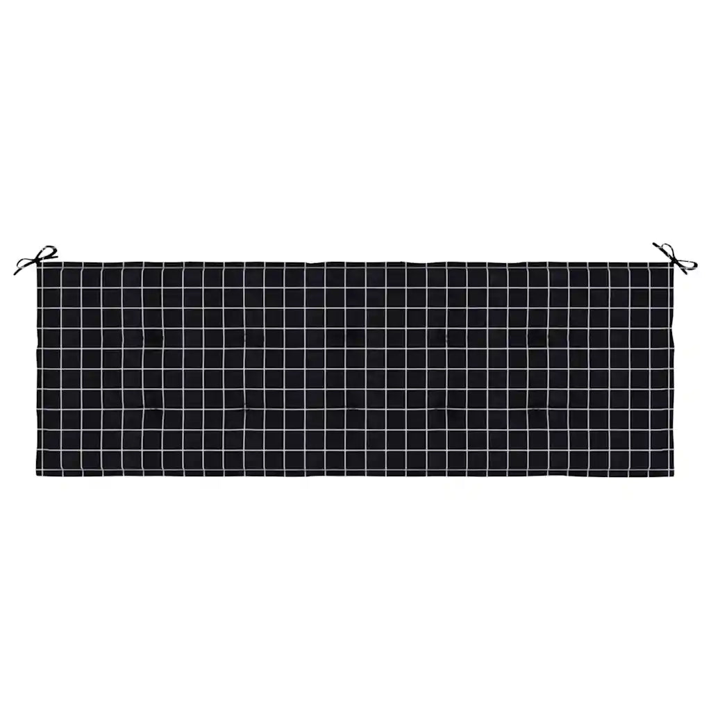 Cuscino Panca Giardino a Quadri Nero 150x50x4 cm Tessuto Oxford 361158