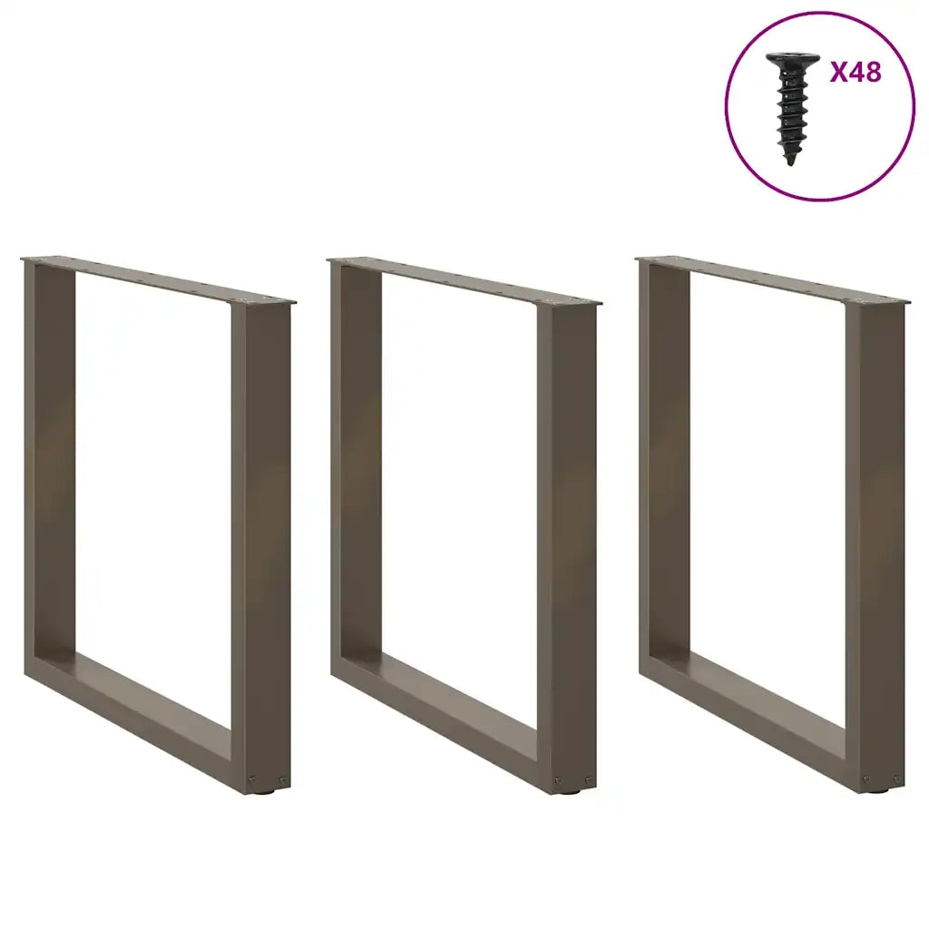 Gambe per tavolo da pranzo a forma di U 3 pz in acciaio naturale 90x(72-73) cm 4013211