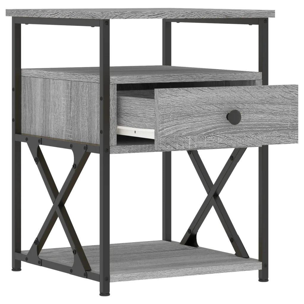 Comodini 2 pz-Set di 2 Tavolino da notte Grigio Sonoma 40x42x55 cm in Legno Multistrato