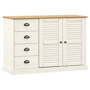 Buffet credenza cassettiera armadio mobile contenitore organizer per cucina soggiorno salotto con cassetti 113 x 40 x 75 cm legno massello di pino bianco 02_0030131