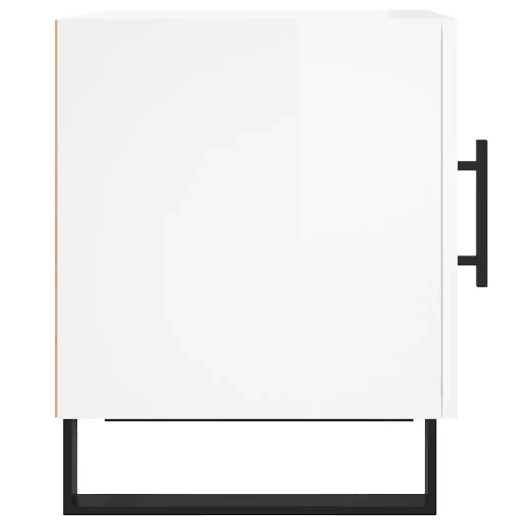 Comodini 2pz Bianco Lucido 40x40x50 cm in Legno Multistrato 827617