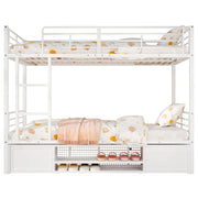 LETTO a castello 90x200 cm in metallo bianco con scala e scarpiera