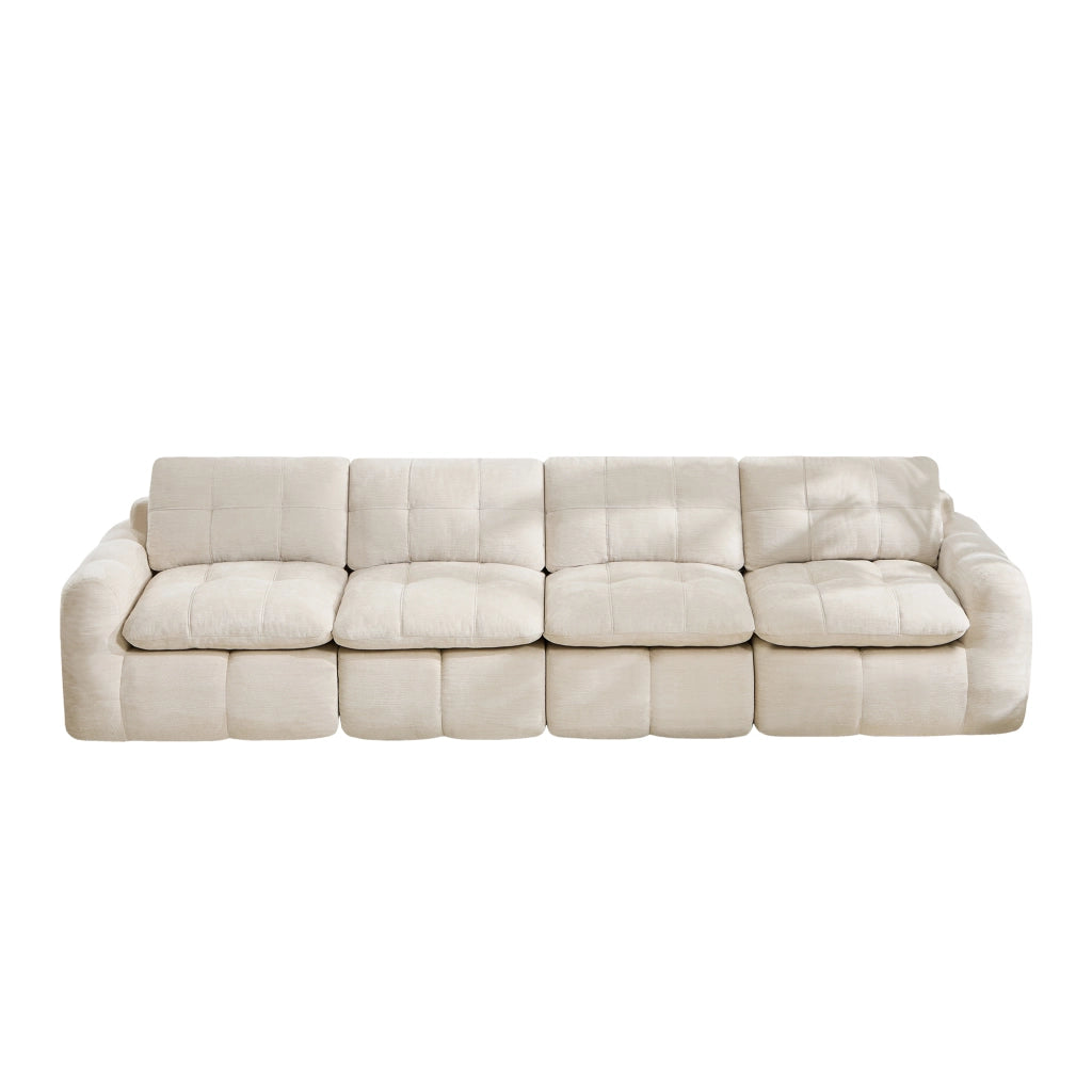 Divano modulare 4 posti - con seduta ampia e schienale ergonomico - in chenille beige