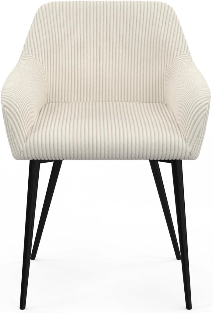 Set di 2 sedie e poltrone da pranzo JANY in velluto a coste beige