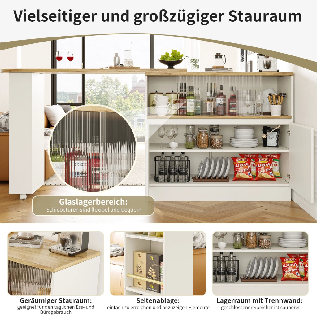 Credenza bar girevole 360° bianca in MDF