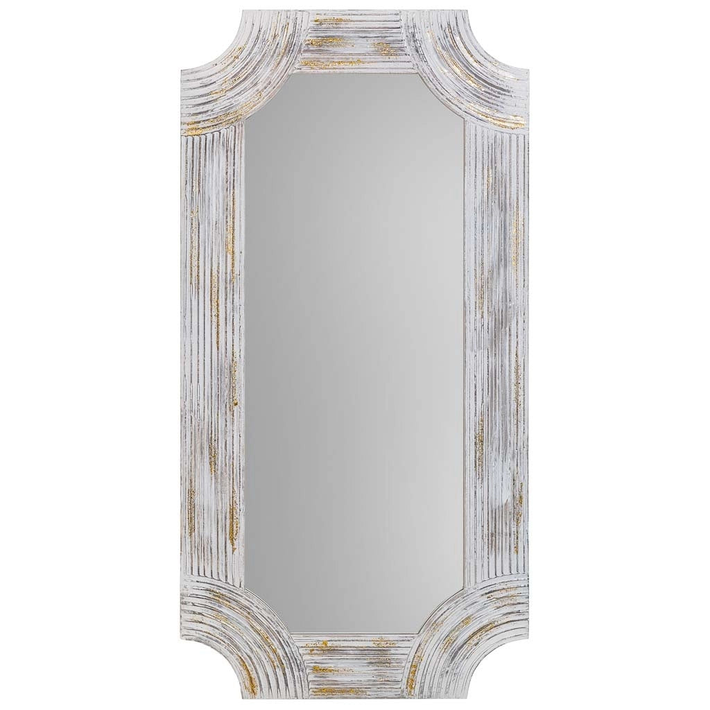 Specchio rettangolare in legno con rilievo grigio 60x120x5h