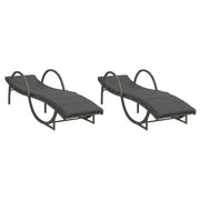 Lettini Prendisole 2 pz | Sdraio da giardino | Lettino da sole con Cuscini Grigio in Polyrattan