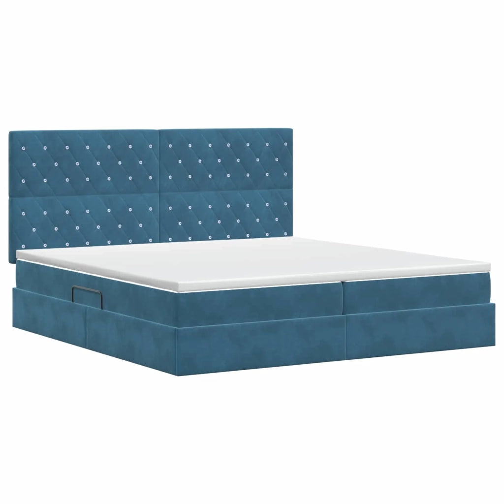 Letto con contenitore e materasso Blu Scuro 200 x 200 cm 3459655