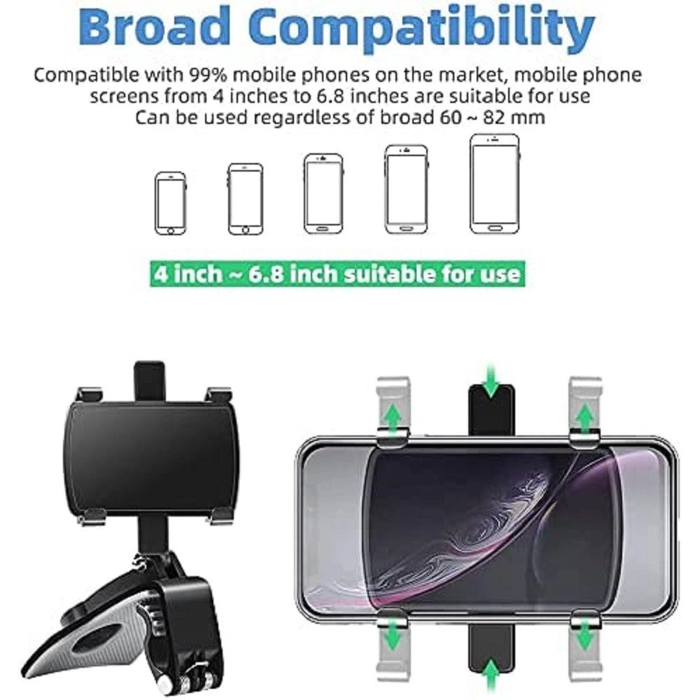 Trade Shop - Supporto Telefono Per Cruscotto Auto Clip Molla Regolabile A 360° Gps Smartphone -
