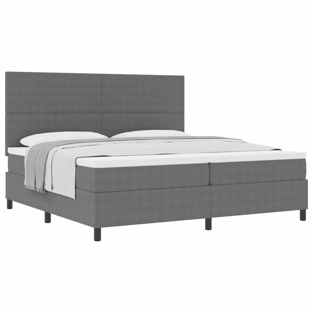 Letto a molle con testiera Grigio chiaro e bianco 200 x 200 cm 3337571