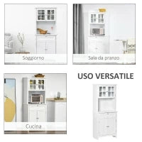 Mobile Dispensa Alto con 2 Armadietti, Ripiani Regolabili e Piano d'Appoggio, in MDF, 68.6x40x164 cm, Bianco