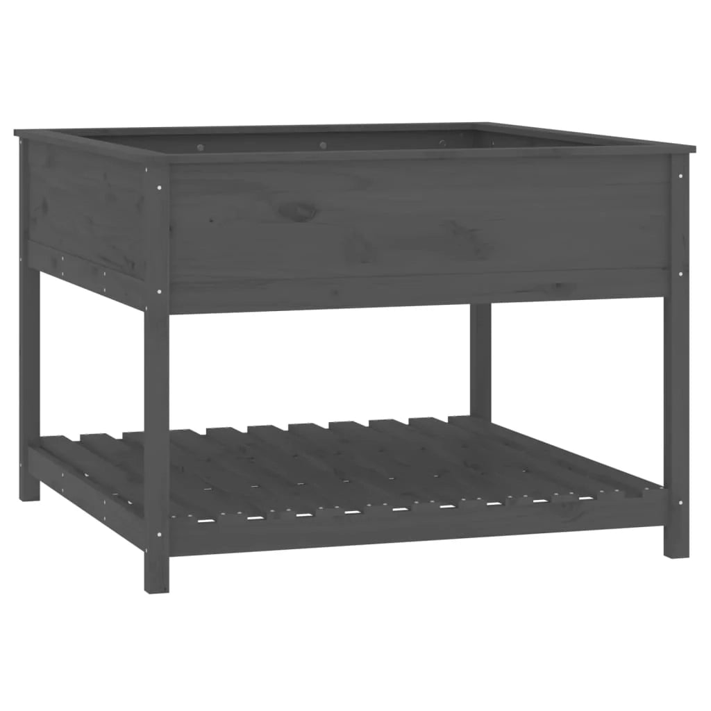 Fioriera rialzata per piante fiori terrazza giardino e scaffale 111,5 x 111,5 x 81 cm legno massello di pino grigio 02_0038613