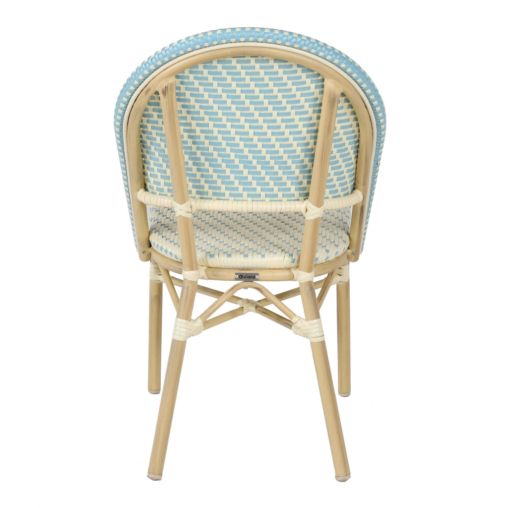 Sedia da giardino in rattan blu e alluminio