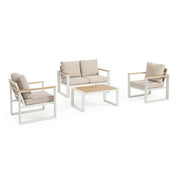 Set da 4 Salotto da Giardino in Alluminio con Cuscini e Tavolino - TALVION