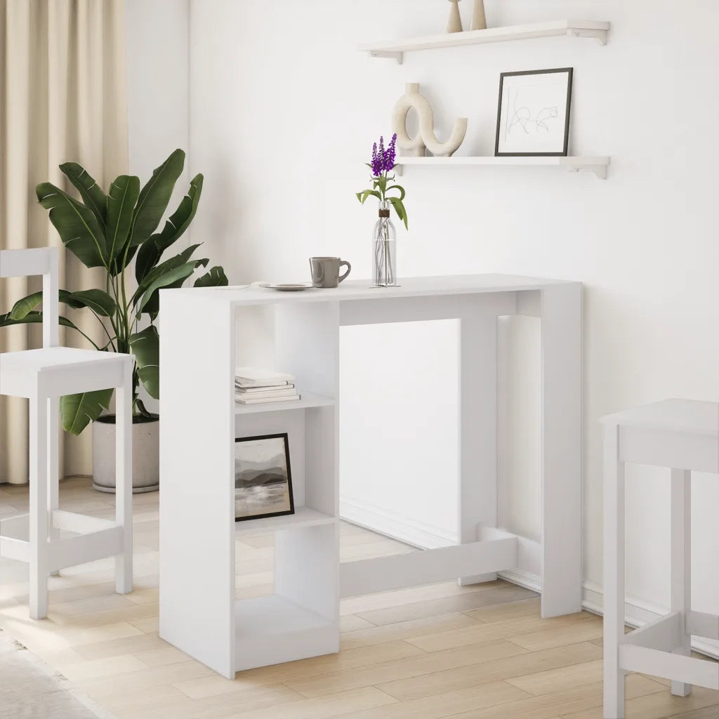 Tavolo Bar con Ripiano Bianco 124x46x103,5 cm in Truciolato
