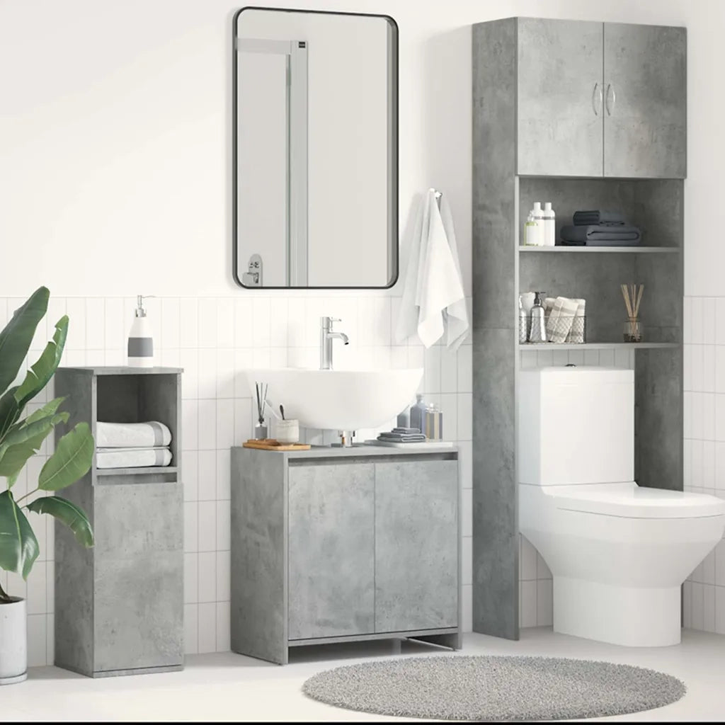 Armadio da Bagno Grigio Cemento 60x33x61 cm in Truciolato cod mxl 52105