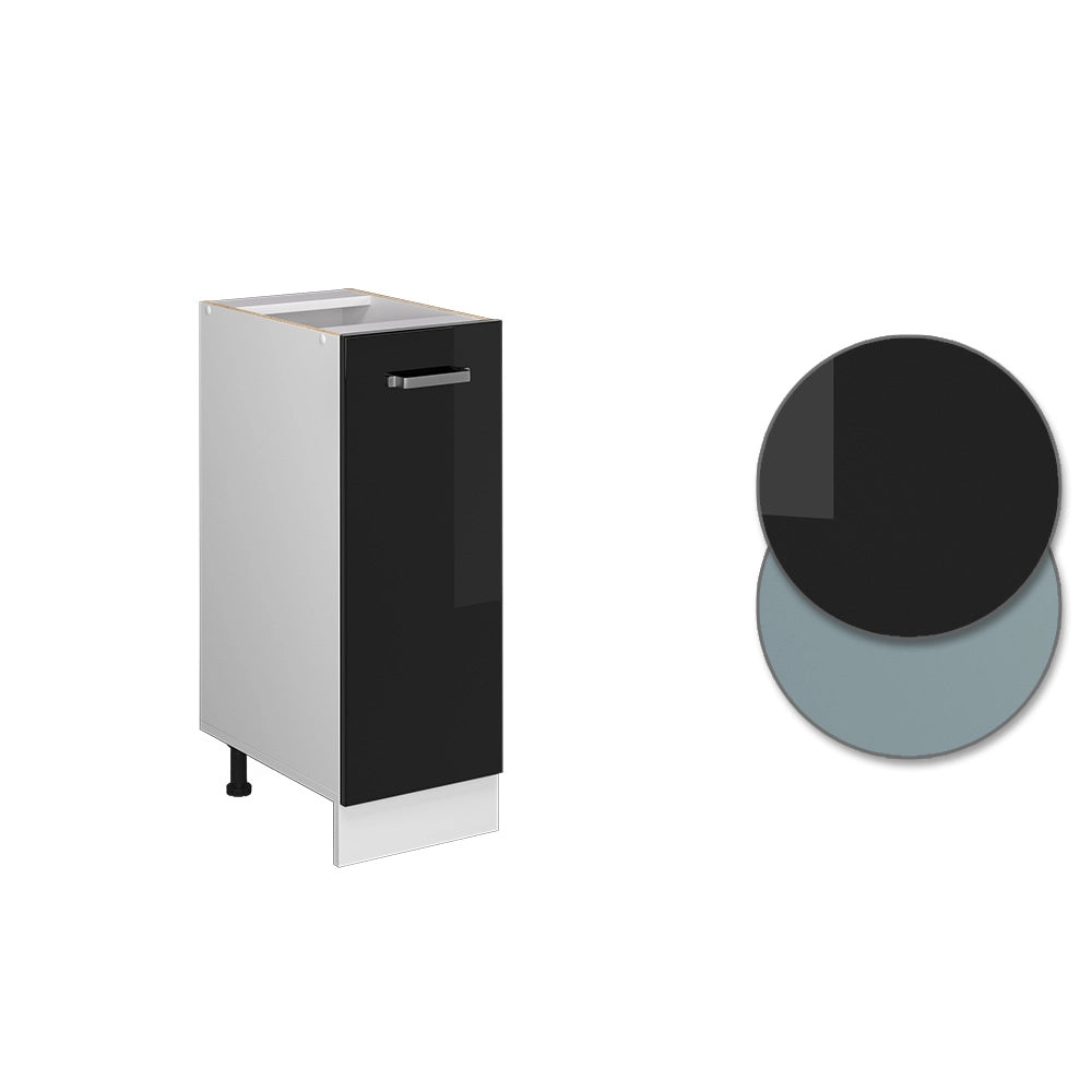 Armadio cucina dispensa alto R-Line Nero lucido/Bianco 30 cm, PL Antracite Vicco