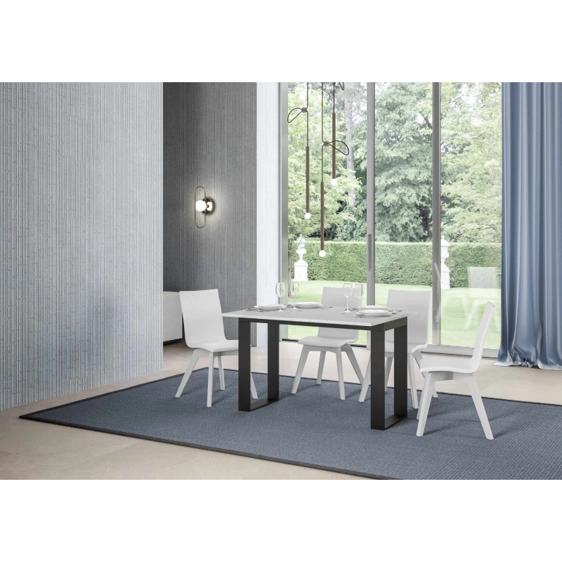 Tavolo apribile 120x45/90 cm Tecno Double telaio Antracite - Bianco Frassino