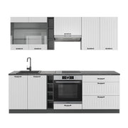 Cucina componibile Fame-Line Bianco rustico/Antracite 235 cm, PL Antracite Vicco