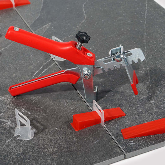 Set per livellamento piastrelle 400 linguette 1,0mm e 1 pinza per posa pavimenti