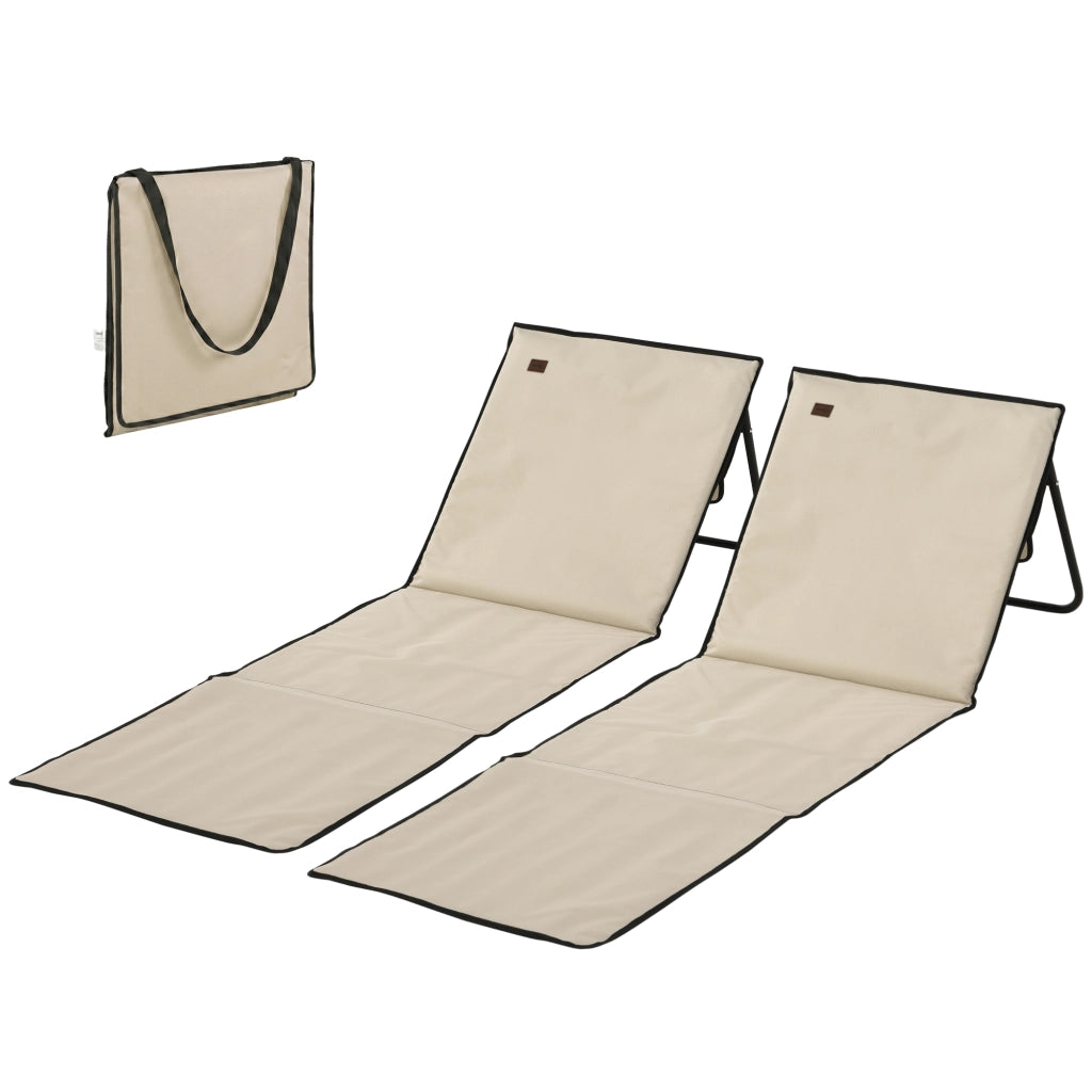 Set 2 Sdraio da Spiaggia Pieghevoli con Schienale Reclinabile ¨C Xylo ¨C Beige 142x51x40 cm