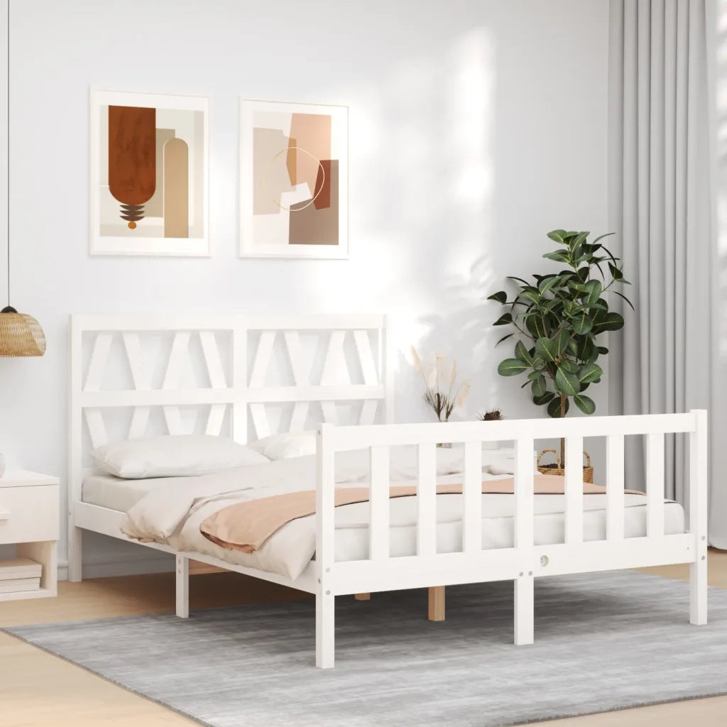 Giroletto senza Materasso-Struttura Letto Bianco 120x200 cm Legno Massello Pino 497301