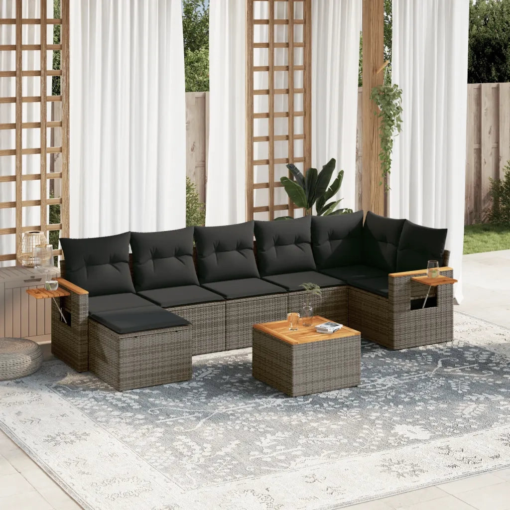 Set Divano da Giardino 8 pz con Cuscini Grigio in Polyrattancod mxl 112914