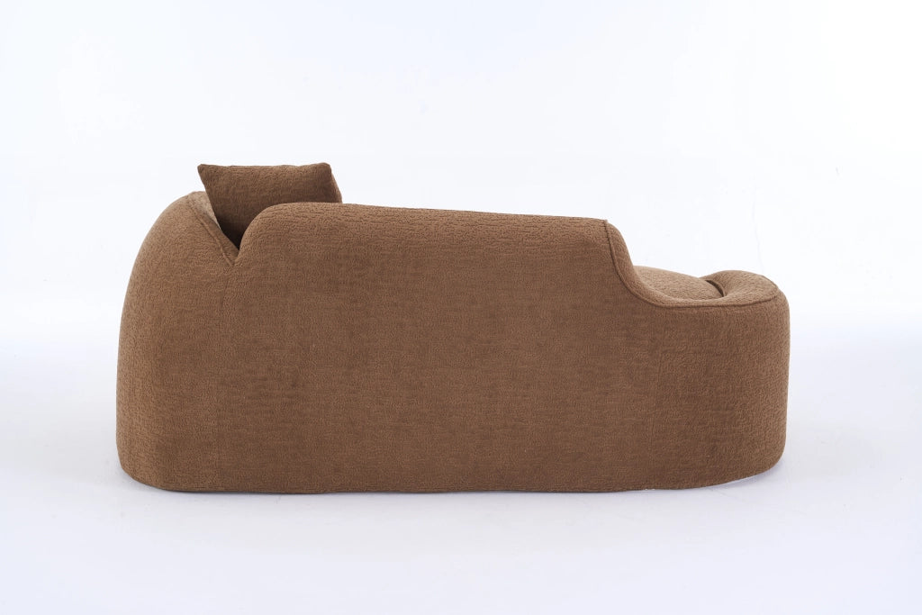 Méridienne in chenille con seduta profonda e cuscino divano letto 3 in 1 per salotto camera e interni caramello