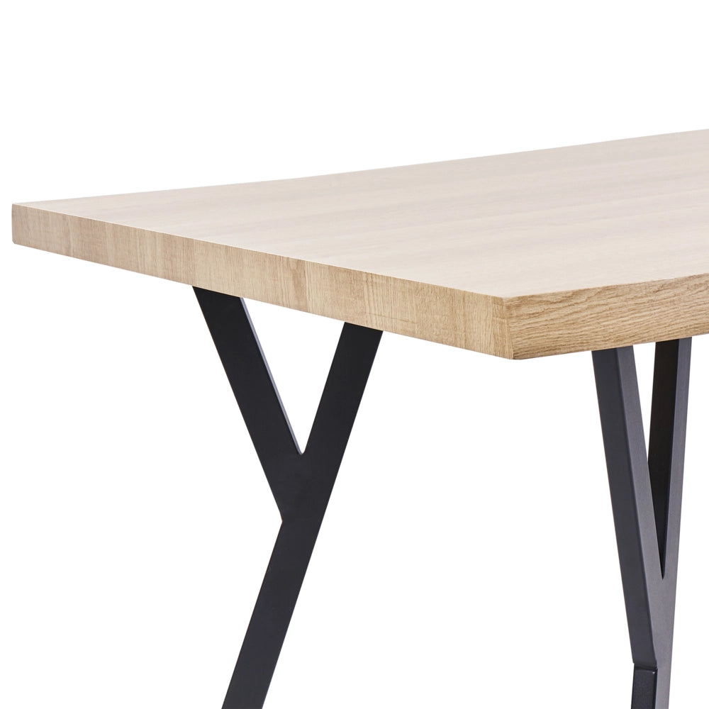 Tavolo da cucina in legno chiaro rettangolare moderno con piano in MDF e gambe in acciaio 180 x 90 cm 4 posti da cucina