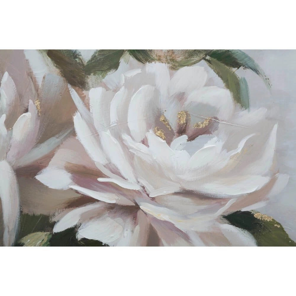 Dipinto su tela fiore bianco e oro cm 80X3,7X100 - FLOWER&LEAF