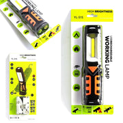 Trade Shop - Torcia Lampada Portatile Ricaricabile Led Strip Cob - Base Orientabile E Ganci -