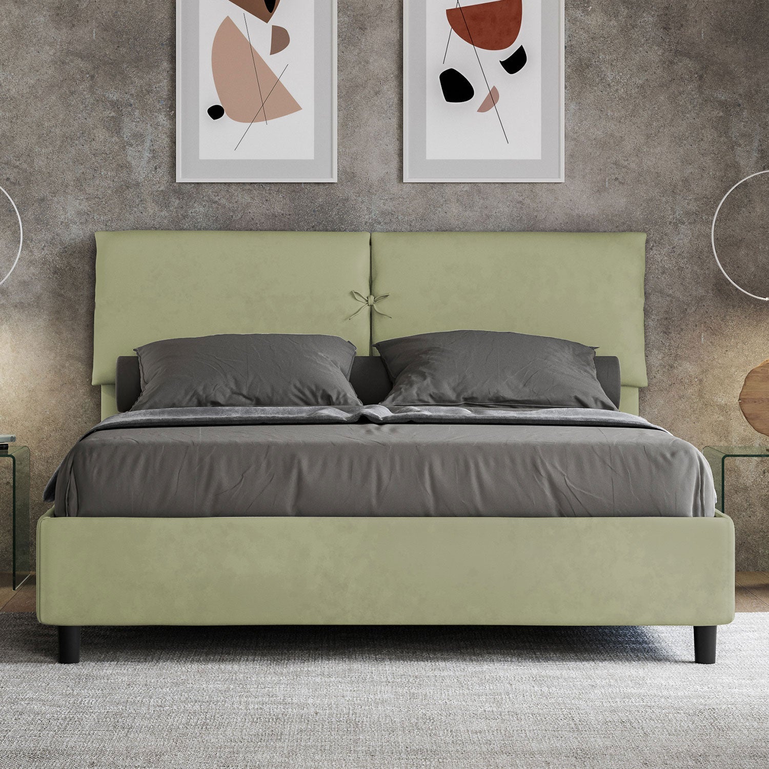 Letto Matrimoniale 160x190 cm con Rete Mados Tè verde