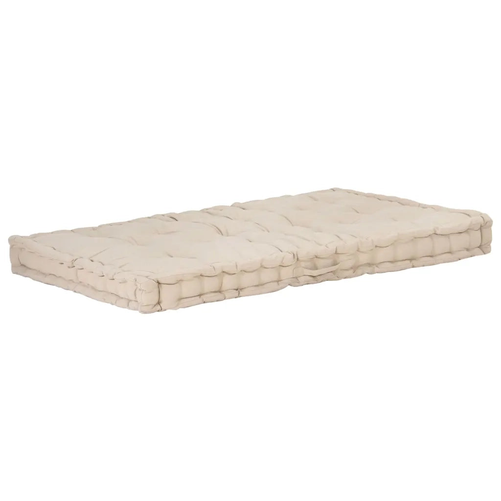 Cuscino per Pallet e Pavimento in Cotone 120x80x10 cm Beige