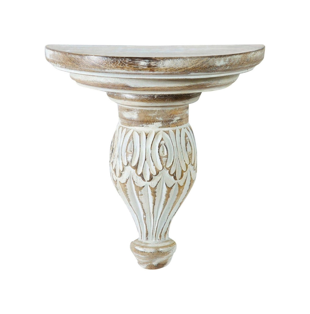 Biscottini Mensola in legno intagliato finitura bianca anticata L23xPR11,5xH24 cm
